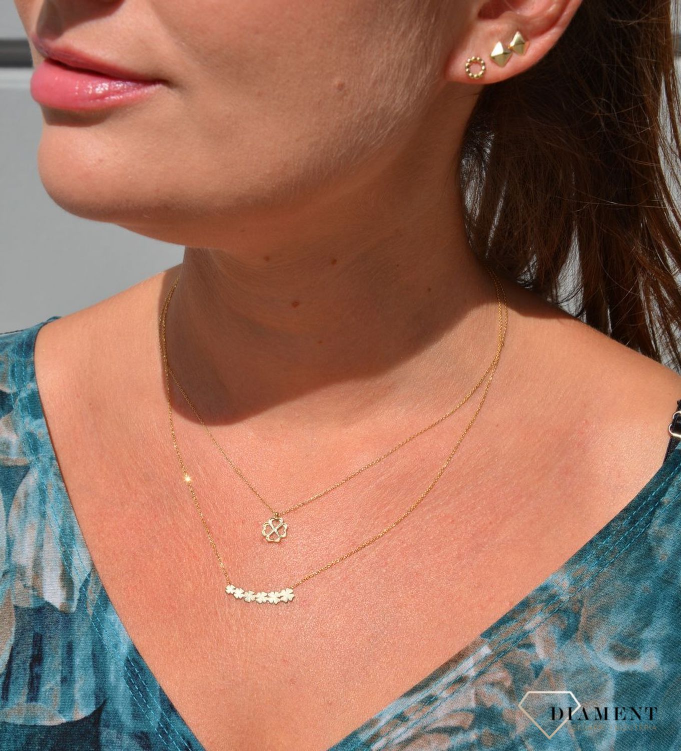 Złoty naszyjnik celebrytka 585 'koniczynka'.jpg